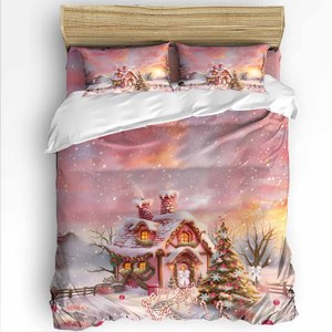 Nhà Máy Bán Buôn Chất Lượng Cao Nữ Hoàng Vua Kích Thước Giường Chăn Tấm Chăn Giường Đặt Giáng Sinh Thiết Kế Tùy Chỉnh In Bộ Đồ Giường Đặt - Product Image 5