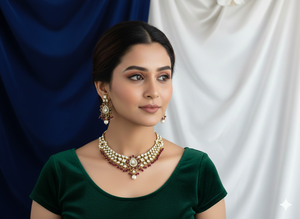 Beautiful <b>Antique</b> <b>Jewellery</b> High <b>Gold</b> Polish Full Kundan Stone Necklace Set Party Wear Ethnic Designer Necklace - Product Image 3