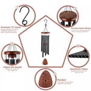 Best Selling 26 Inches Modern Outdoor Metal Aluminum Waterproof <b>Wind</b> <b>Chime</b> for Yard Garden European Style Hanging Ear Souvenir - Product Image 2
