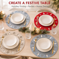 Napperon de Noël en feutre ajouré motif flocon de neige et arbre, sous-plat décoratif pour table de fête de Noël à la maison