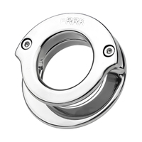 FRRK Strapon Plat Métal Chasteté avec Ceinture Double Cock Ring Mâle Scrotum Pendentif Boule Civière Pénis Retenue Sex Toys pour Hommes