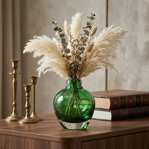 Jarrón de Vidrio Artesanal de Estilo Nórdico, Jarrón de Vidrio Pequeño y Redondeado para Regalos de Boda y Eventos en el Hogar - Product Image 1