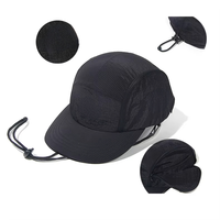 Casquette de sport d'extérieur personnalisée en gros, non structurée, 5 panneaux, séchage rapide, imperméable, pour le camping