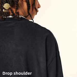 Cnshell 280gsm Top Unisex a manica lunga in cotone Unisex Vintage Acid Monkey Wash finti due pezzi Look <span class=keywords><strong>Hiphop</strong></span> cotone 100 - Product Image 5