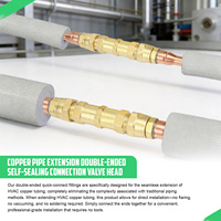 Acoplamiento Rápido Doble Macho CRD de 1/2" y 5/8" para Refrigerante, Junta de Tubería de Cobre HVAC Autosellante y Antifugas para Aire Acondicionado Split