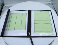 Tableau d'entraînement de rugby pliable en PVC 24x32cm, tableau tactique durable noir avec sangle de poignet, équipement d'entraînement portable pour entraîneur