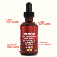 Gouttes liquides de berbérine - Complément tout-en-un de berbérine, melon amer et curcuma pour un taux de glucose sain, 60 ml pour adultes
