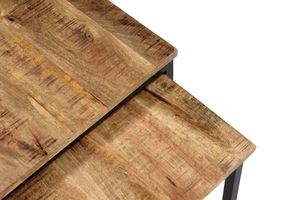 Juego de mesas de centro clásicas de hierro/madera, juego de 2 mesas de centro cuadradas para sala de estar, colección a precio de mayoreo. - Product Image 4