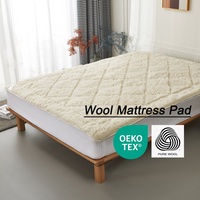 Couvre-matelas en laine australienne réversible à trois couches en peluche entièrement 100% en coton naturel
