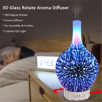 Hotsales Ultrasound Night Light Hold 220ml Humidificateur Diffuseur d'huiles essentielles Diffuseur d'arômes d'air en verre 3D