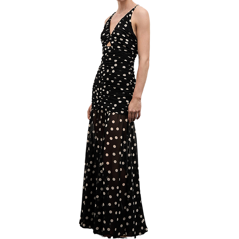 Polka Dot Chiffon Dresses Elegant Casual Fashion