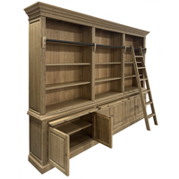 P1808 Bibliothèque en bois massif de chêne, style rustique français, meuble de bureau à domicile, grande étagère de rangement en bois