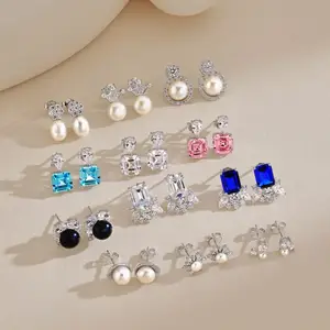 Summer Hypoallergenic S925 Sterling Silver Vintage Design Flower Stud Earring 5A Cubic Zirconia Freshwater Pearl Earrings Women