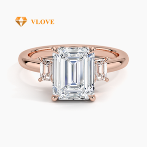 VLOVE gioielli di moda di lusso personalizzati 14K oro <span class=keywords><strong>tre</strong></span> pietre Rhiannon Petite Lab <span class=keywords><strong>anello</strong></span> di nozze diamante - Product Image 2