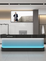 Comptoir de réception sur mesure en acier inoxydable pour magasin de vêtements, studio de danse, bar, salon de coiffure - Design moderne minimaliste clé en main