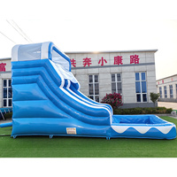 Glissière d'eau gonflable commerciale de rebond de PVC bleu sautant la maison pleine d'entrain avec la piscine d'eau pour des occasions extérieures louant