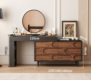 <span class=keywords><strong>Commode</strong></span> de rangement moderne extensible et réversible avec bureau, configuration interchangeable gauche ou droite, meubles de chambre à coucher - Product Image 5