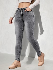 Women's Tight Pencil Pants New Style Women's <b>Stretch</b> <b>Denim</b> Small Legged Pants High Waist Look Slim - Product Image 3