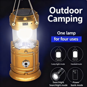 Solar-powered LED <b>Camping</b> Lantern Waterproof <b>Rechargeable</b> Portable Outdoor Multi-functional Tent Flashlight Spotlight - Product Image 2