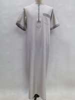 Caftan Boubou pour homme, style marocain, en polyester respirant, fait main, manches courtes, coupe classique, vente en gros d'usine chinoise