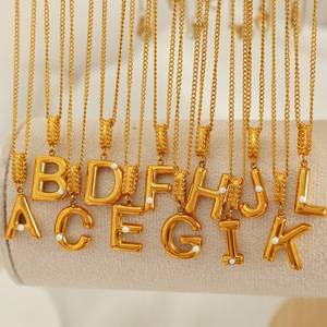 Collar de Acero Inoxidable Chapado en Oro para Mujer, Colgante con Letra del Alfabeto, Joyería para Fiesta, Accesorio de Moda - Product Image 4