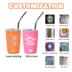 Logo personnalisé à double paroi de 3 oz <span class=keywords><strong>mini</strong></span> gobelet à sublimation en acier inoxydable 3 oz <span class=keywords><strong>mini</strong></span> gobelet en verre à liqueur avec couvercle et paille - Product Image 4
