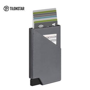 TILONSTAR TVC501 Portefeuille pop-up en aluminium avec porte-monnaie en cuir de qualité supérieure Style léger Porte-cartes RFID pour hommes - Product Image 1