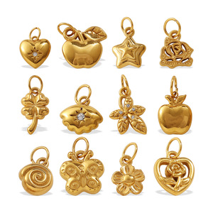 Colección de mini colgantes creativos europeos y americanos, chapados en oro, de diferentes formas, de acero inoxidable, para la fabricación de pulseras. - Product Image 5