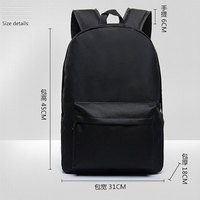 Simple Fashion College Daily Sac à dos noir Nylon Oxford Sac d'école pour adolescents Sac à dos avec logo personnalisé