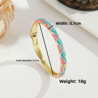 CYNYA Gelang Bangle Alloy Motif Bunga Model Slap & Snap untuk Wanita, Warna Emas, Pola Cinta Warna-warni, Manset Berengsel, Lucu, Dapat Ditumpuk, Perhiasan Vintage