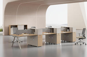 โต๊ะทำงานโต๊ะพนักงานออฟฟิศโต๊ะคอมพิวเตอร์แบบเรียบง่ายทันสมัยฉากล็อกเกอร์ - Product Image 2