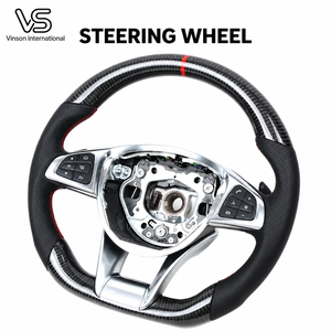 พวงมาลัยคาร์บอนลุคสำหรับ Mercedes-Benz C63 A45 E63 S63 G500 สีดำ รุ่น W204 W205 อะไหล่เปลี่ยนทดแทน ขายส่งสำหรับร้านซ่อม - Product Image 1