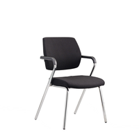 Chaise de bureau ergonomique rembourrée en tissu pour visiteurs, avec base chromée et accoudoirs fixes, idéale pour les conférences et la formation (vente en gros)