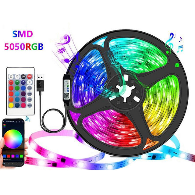 Flexible RGB 5050 SMD LED Strip Light Waterproof DC5V Smart Control (/Remote/App) Landscape Lighting 1M-15M Length