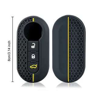 Custodia Protettiva in Silicone Morbido Premium per Chiave Auto <span class=keywords><strong>Fiat</strong></span> 500, Cover per Chiave Pieghevole a Scatto per <span class=keywords><strong>Fiat</strong></span> <span class=keywords><strong>Punto</strong></span> Panda, <span class=keywords><strong>Accessori</strong></span> Auto - Product Image 5