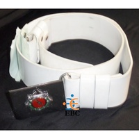 Cinturón de Uniforme Ceremonial de Cuero PVC Blanco OEM, Ajustable, de Alta Calidad, con Logotipo Personalizado, Personalizable, de Dos Piezas, Dorado