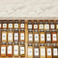Organisateur de tiroir à épices en bambou, étagère extensible à 4 niveaux pour tiroir de placard, insert de rangement pour assaisonnements de cuisine