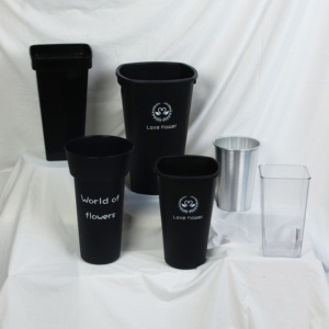 Cubo de plástico de diseño moderno de alta calidad para decoración de hogar y jardín, maceta de flores blancas y negras - Product Image 4