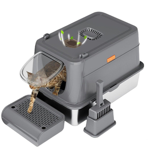 <span class=keywords><strong>Bac</strong></span> à <span class=keywords><strong>litière</strong></span> pour chat en acier inoxydable extra large, <span class=keywords><strong>double</strong></span> couche, tapis en métal anti-adhésif, sans odeur, toilette pour chat facile à nettoyer pour les gros chats - Product Image 1