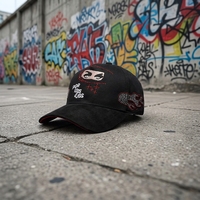 Casquette de baseball G5 structurée à 5 panneaux en daim, broderie œil de dragon avec strass, style vintage streetwear, vente en gros OEM personnalisée