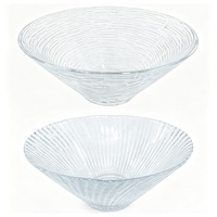 Groothandel Eco-vriendelijke Glazen Serveerschaal met Textuur, Brede Opening, Scandinavisch Design, Vaatwasserbestendig, voor Fruit, Salade en Dessert, voor Thuisgebruik