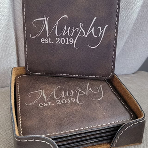 Posavasos de Cuero <span class=keywords><strong>PU</strong></span> con Logotipo Personalizado, Posavasos de Cuero Grabable con Láser para Bodas, con Soporte - Product Image 6