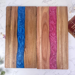 Tendance de Noël <span class=keywords><strong>Plateau</strong></span> de service <span class=keywords><strong>rectangulaire</strong></span> en résine époxy Planche à découper Bois d'acacia Charcuterie Pain Hacher Tranchage Planche à <span class=keywords><strong>fromage</strong></span> - Product Image 6