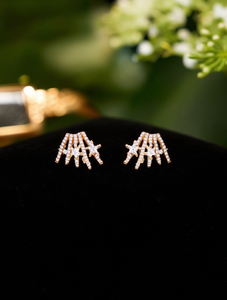 Orecchini a perno a forma di stella placcati oro 18 carati, gioielli di cristallo alla moda da donna, idea regalo - Product Image 2