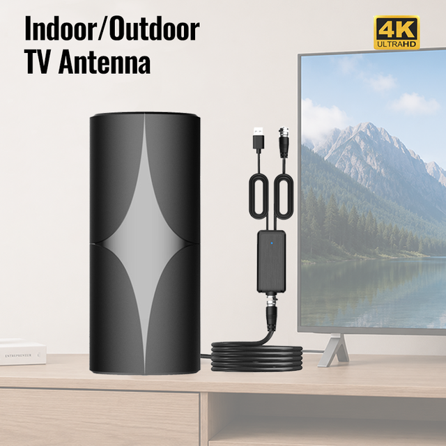 Indoor/Outdoor 4K 1080P HDTV Antenna with Amplifier 4G/5G LTE Filter Waterproof Digital TV Antenna for Local Free Channels