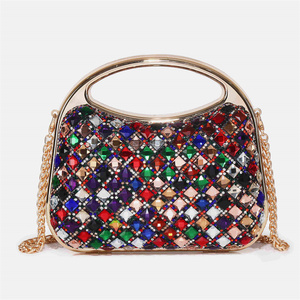 Borse da <span class=keywords><strong>Sera</strong></span> Chrisbella 2026, Clutch di Lusso con Cristalli <span class=keywords><strong>e</strong></span> Manico Dorato, Borsa Scintillante per Feste <span class=keywords><strong>e</strong></span> Cocktail - Product Image 1