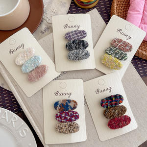 新款毛绒秋冬儿童手工编织bb夹七彩线韩版甜美针织发夹 - Product Image 2