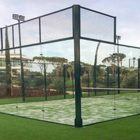 Robuster 12mm grüner & blauer Gras teppich Padel-Tennisplatz ausrüstung für den Innen-und Außenbereich mit Glas-und Stahl materialien