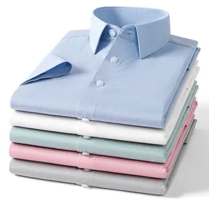 <strong>Linen</strong> Cotton Summer Short Sleeve <strong>Shirts</strong> for <strong>Men</strong> Slim Fit Formal Anti-wrinkle White Clothes - Product Image 4