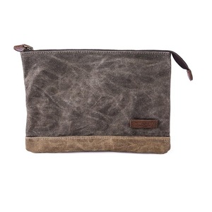 Oil-waxed canvas zippered storage <b>bag</b>, camping notebook and miscellaneous items storage <b>bag</b>, waterproof envelope and <b>document</b> - Product Image 3